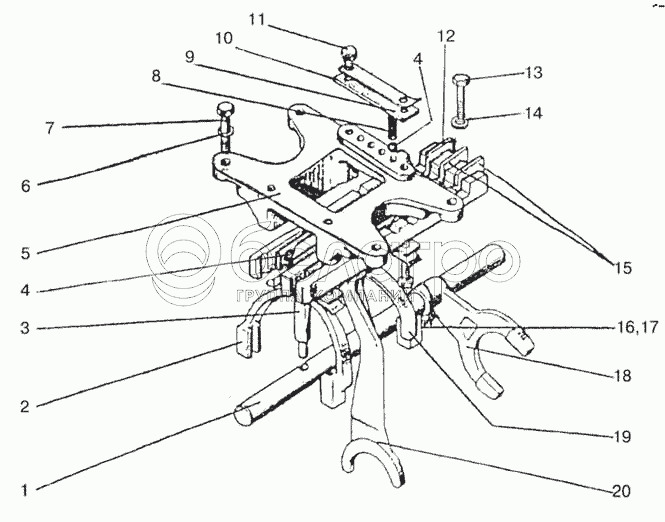 Механізм управління коробкою передач. Корпус вилок